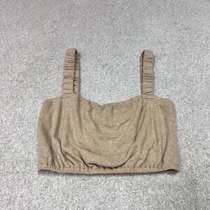 Wishlist Top Women’s Brown Sleeveless Cropped Linen Blend Size Medium